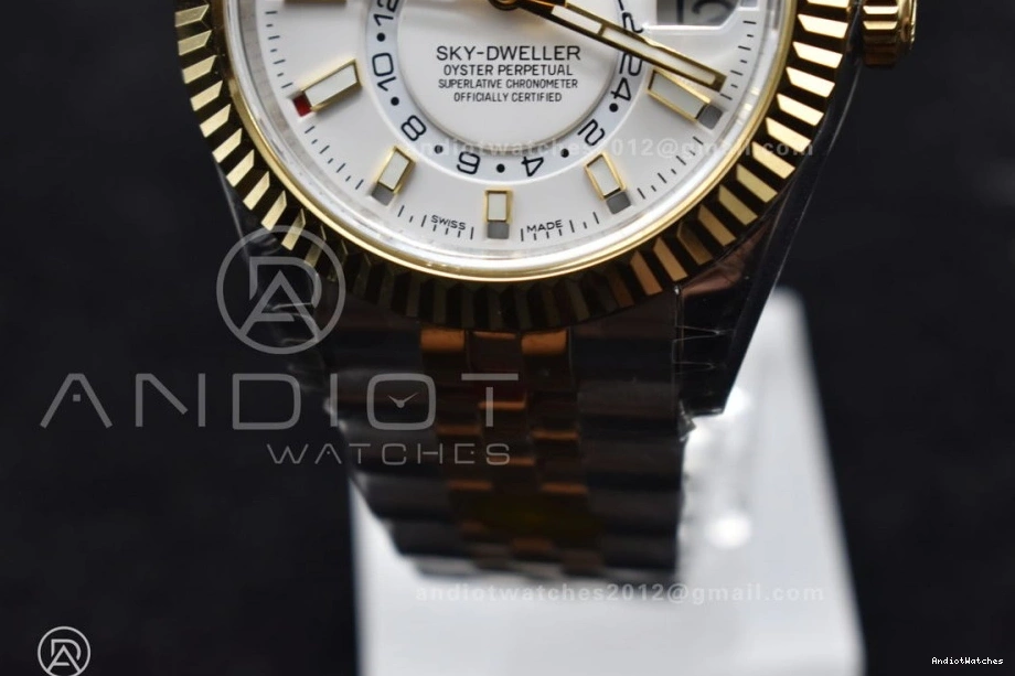 Best 1113 SS SS Skydweller Noob YG Dial YG A23J Bracelet White EasyCare Edition On 0317